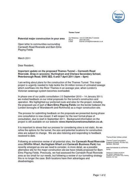 letter to thames water